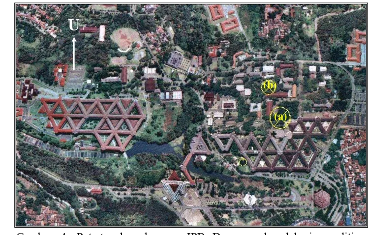 Gambar 4. Potret udara kampus IPB Darmaga dan lokasi penelitian. 