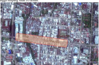Gambar 3.1  Lokasi Penelitian pada koridor Jalan K.H. Zainul Arifin Sumber sumber gambar : google earth 