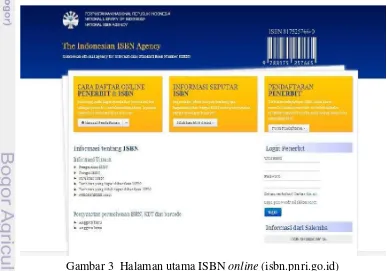 Gambar 3 Halaman utama ISBN online (isbn.pnri.go.id)