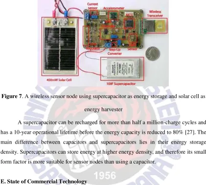 Figure 7. A wireless sensor node using supercapacitor as energy storage and solar cell as   