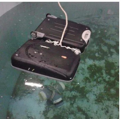 Gambar 6.Uji coba rumpon portable di water tank 