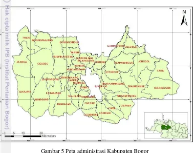 Gambar 5 Peta administrasi Kabupaten Bogor 