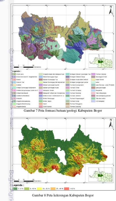 Gambar 7 Peta formasi batuan/geologi Kabupaten Bogor 