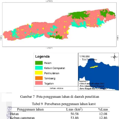Gambar 7  Peta penggunaan lahan di daerah penelitian  