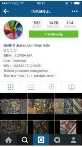 Gambar 3 Tampilan instagram batik “Inasinul” 