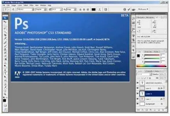 Gambar 2.2 Tampilan lembar kerja Adobe Photoshop CS3 
