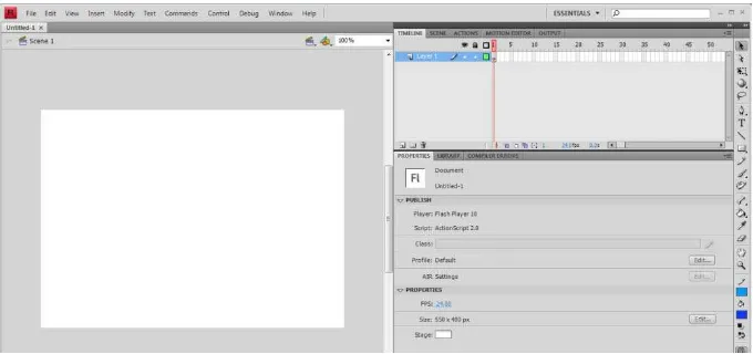 Gambar 4.1 Tampilan Lembar Kerja Adobe Flash CS4 