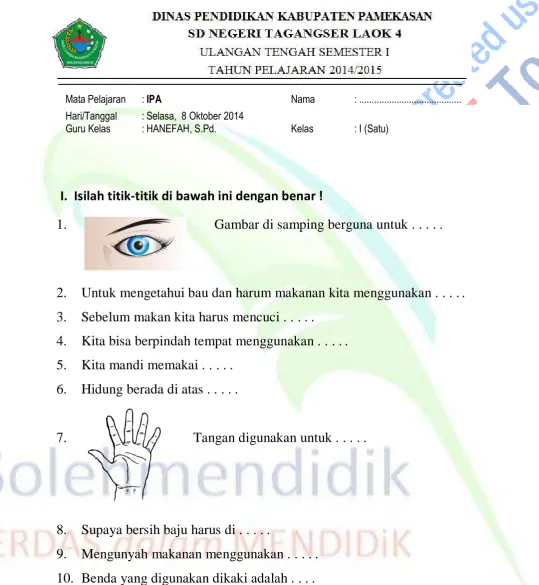 Gambar di samping berguna untuk . . . . . 