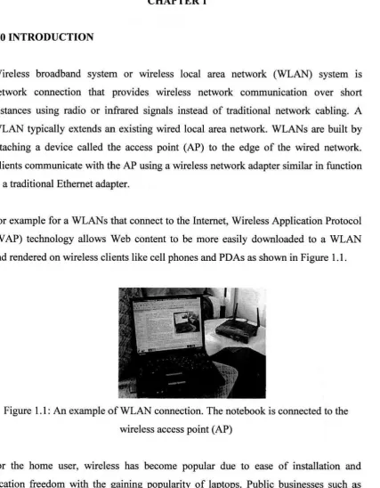 Figure 1.1: An example of WLAN connection. The notebook is connected to the 