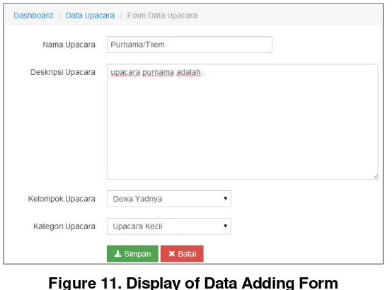 Figure 11. Display of Data Adding Form 