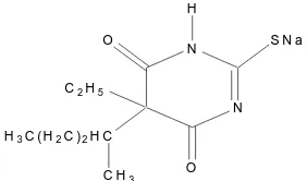 Gambar 1. Struktur Kimia Natrium Tiopental (natrium 5-etil(1metilbutil)             -2-tiobarbiturat) (Anonim, 1979)