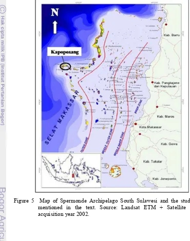 Figure 5  Map of Spermonde Archipelago South Sulawesi and the study area 