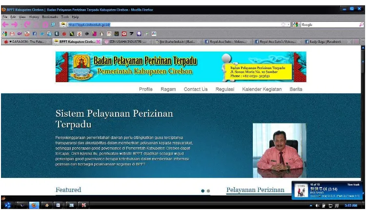 Gambar 4.2 Muka Depan Webiste BPPT Kabupaten Cirebon 