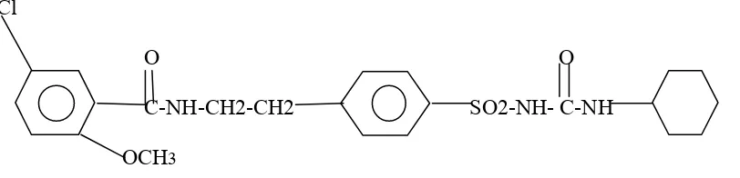 Gambar 1. Struktur Kimia Glibenklamid (7-klor-1,3-dihidroksi-1-metil-5-fenil-2H-1,4-