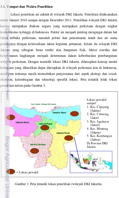 Gambar 3. Peta tematik lokasi penelitian (wilayah DKI Jakarta).  