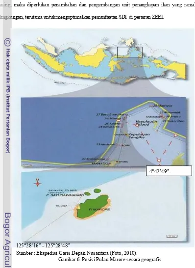 Gambar 6. Posisi Pulau Marore secara geografis 