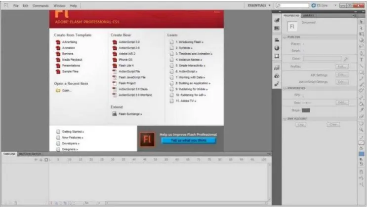 Gambar 2.9 Halaman Awal Adobe Flash 