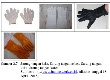 Gambar 2.7.  Sarung tangan kain, Sarung tangan asbes, Sarung tangan   