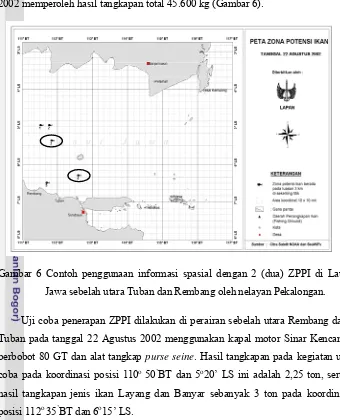 Gambar 6 Contoh penggunaan informasi spasial dengan 2 (dua) ZPPI di Laut 