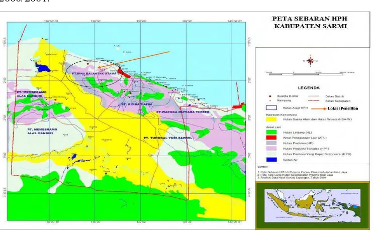 Gambar 4 Lokasi penelitian hutan alam produksi PT. BBU Kabupaten Sarmi