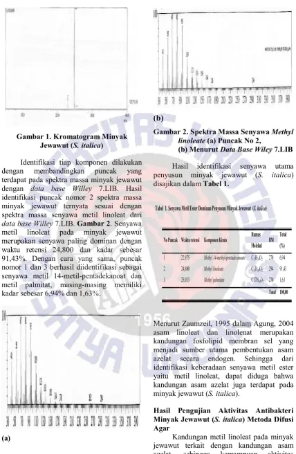 Gambar 2. Spektra Massa Senyawa Methyl 