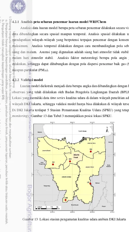 Gambar 13  Lokasi stasiun pengamatan kualitas udara ambien DKI Jakarta 