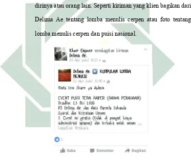 Gambar 3.5: Posting-an ego orang tua dari klien pertama 