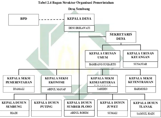 Tabel 2.4 Bagan Struktur Organisasi Pemerintahan 