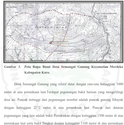 Gambar 3.  Peta Rupa Bumi Desa Semangat Gunung Kecamatan Merdeka   