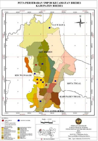 Gambar 4.11 Peta Persebaran SMP di Kecamatan Brebes 