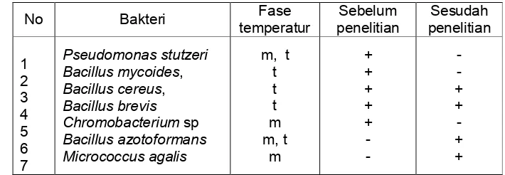 Tabel 6  Bakteri dari kompos jamur tiram 