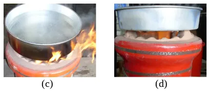 Fig 3: Photograph of (a) sample of DDC110, (b) initialcombustion of DDC110, (c) flame of DDC110,and (d) flame of CHA.