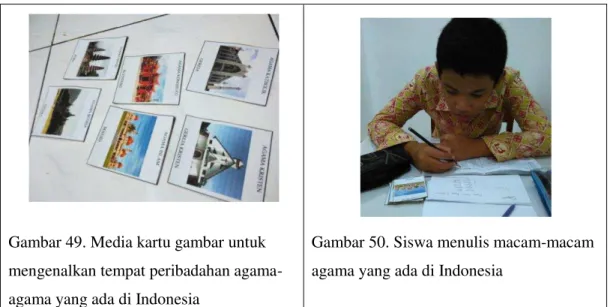Gambar 49. Media kartu gambar untuk  mengenalkan tempat peribadahan  agama-agama yang ada di Indonesia 