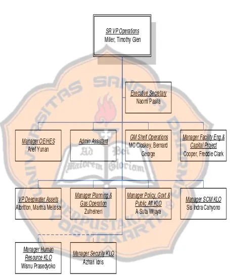 Gambar IV.5  Struktur organisasi operasi di Kalimantan Timur                  (Sumber: Chevron Indonesia Company, 2009)  