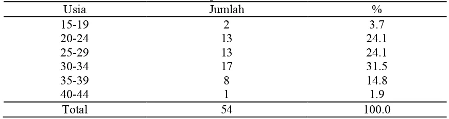 Tabel 4.1. Karakteristik responden menurut usia 