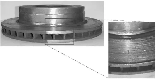 Figure 2.1 Picture of a failed front brakes disc rotor (Source: T.J. Mackin et al, (2000)) 