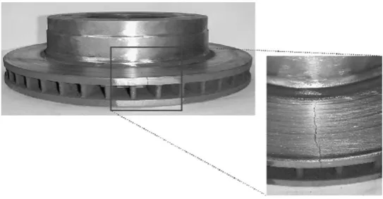 Figure 2.1 Picture of a failed front brakes disc rotor (Source: T.J. Mackin et al, (2000)) 