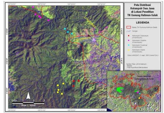 Gambar 18. Distribusi Kelompok Owa Jawa di Lokasi  Penelitian       TN. Gunung Halimun-Salak 