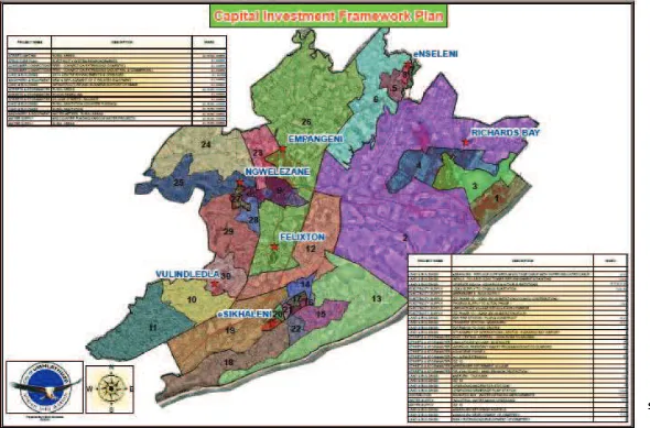 Figure 5 Map of Richards Bay indicating the existing investments and areas earmarked for investment promotion (marked in purple)