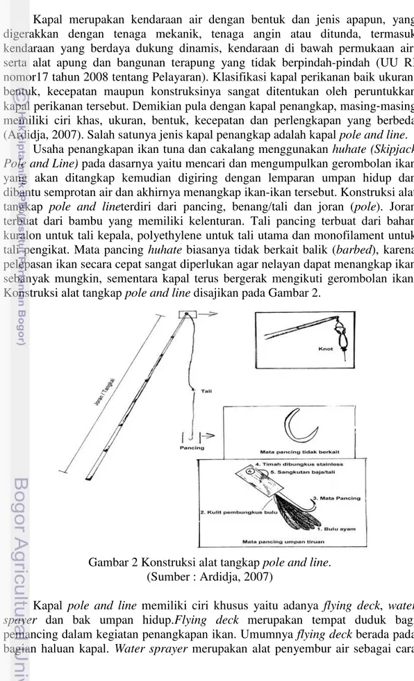 Gambar 2 Konstruksi alat tangkap pole and line.  (Sumber : Ardidja, 2007) 