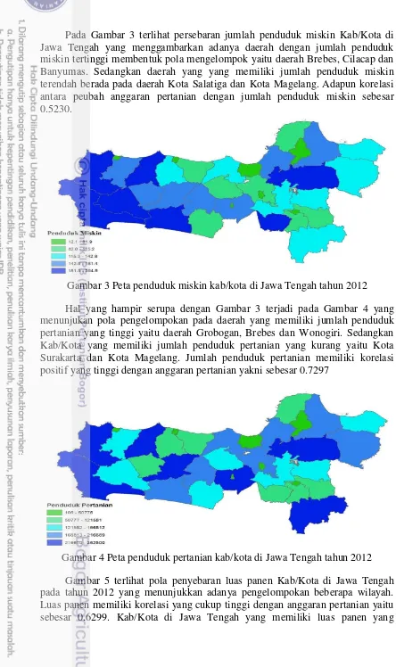 Gambar 3 Peta penduduk miskin kab/kota di Jawa Tengah tahun 2012 