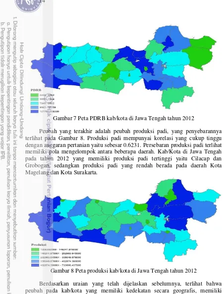 Gambar 7 Peta PDRB kab/kota di Jawa Tengah tahun 2012 
