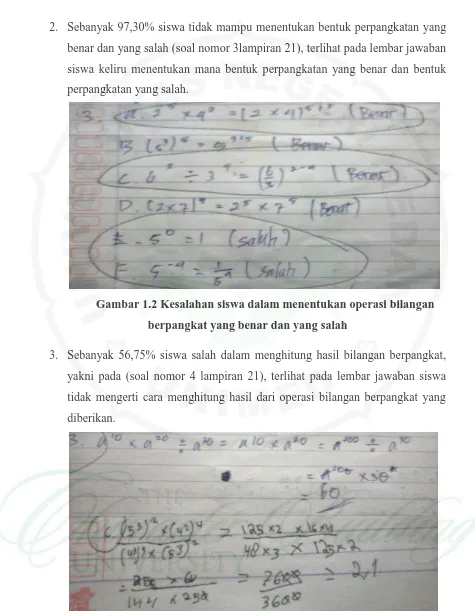 Gambar 1.2 Kesalahan siswa dalam menentukan operasi bilangan 