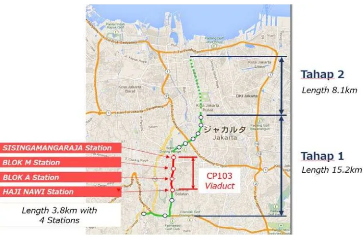 Gambar 1.1 lokasi proyek MRT Jakarta paket CP103 