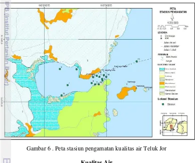 Gambar 6 . Peta stasiun pengamatan kualitas air Teluk Jor 