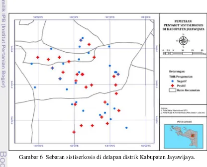 Gambar 6  Sebaran sistiserkosis di delapan distrik Kabupaten Jayawijaya. 