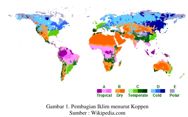 Gambar 1. Pembagian Iklim menurut Koppen 