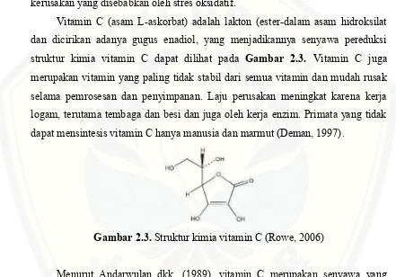 Gambar 2.3. Struktur kimia vitamin C (Rowe, 2006)