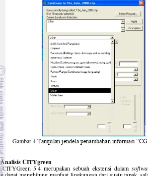 Gambar 4 Tampilan jendela penambahan informasi “CG feature” 