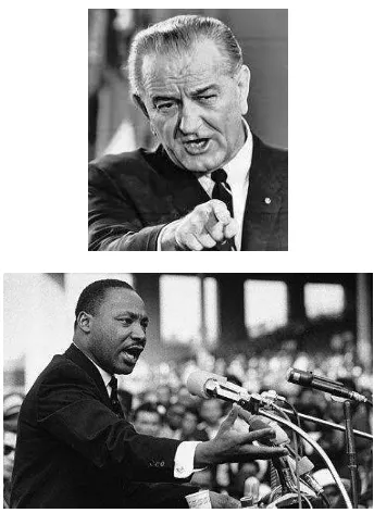 Gambar 1.2. Lyndon Johnson Presiden Amerika Serikat ke 36 (1963-momentum yang tepat sehingga berhasil menggerakkan pemberlakuan 1969) dan Martin Luther King (1929 – 1968)